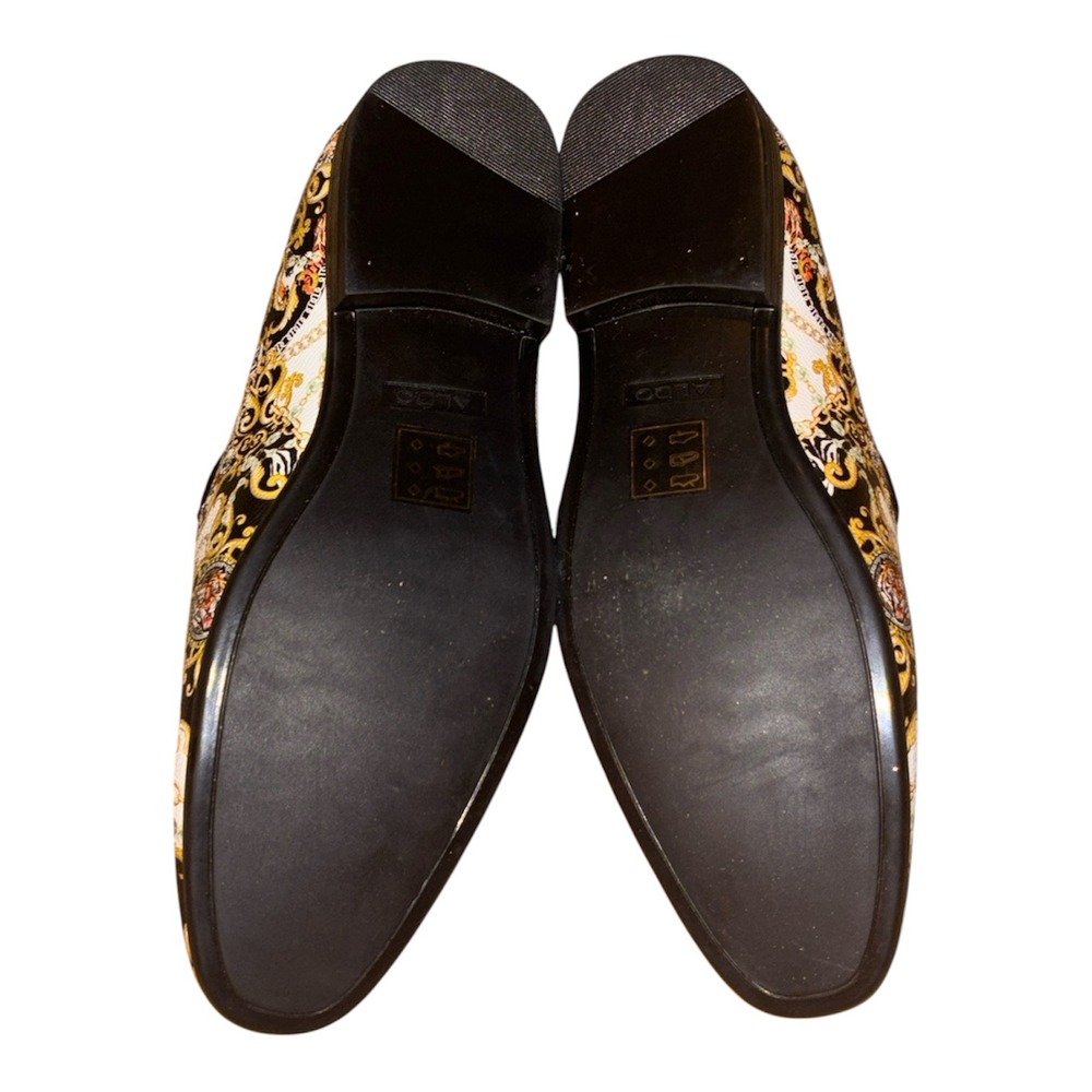 Aldo Mens Baroque Tiger Print Tassel Loafers Black Gold Slip On Shoes Size 10 - Picture 4 of 9